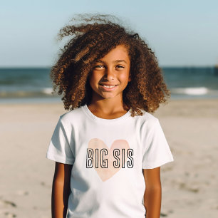 Camiseta Big Sis Blush Coração Correspondente à Família Irm