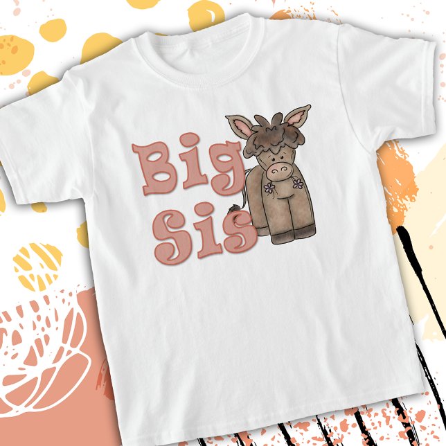 Camiseta Big Sis Cute Donkey Burro Kids (Criador carregado)