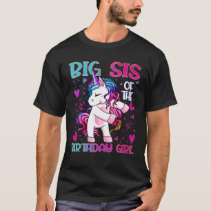 Camiseta Big Sis Da Garota De Aniversário Flagindo Unicórni