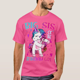 Camiseta Big Sis Da Garota De Aniversário Flagindo Unicórni