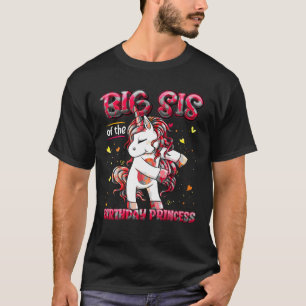 Camiseta Big Sis Da Princesa Aniversário Flagindo Unicórn