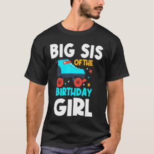 Camiseta Big Sis do Aniversário Garota Roller Patinando no