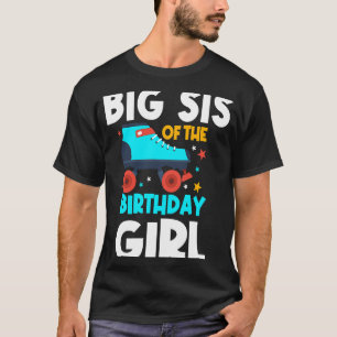 Camiseta Big Sis do Aniversário Garota Roller Patinando no