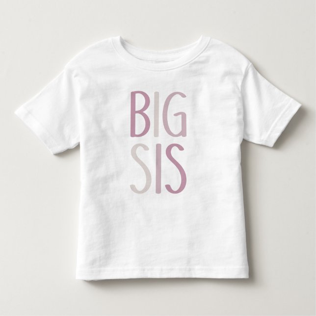 Camiseta Big Sis Rosa e Beige Texto Irmã Irmã Irmã (Frente)