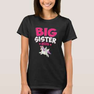 Camiseta Big Sister 2023 Siblings Baby Announement Unicorn