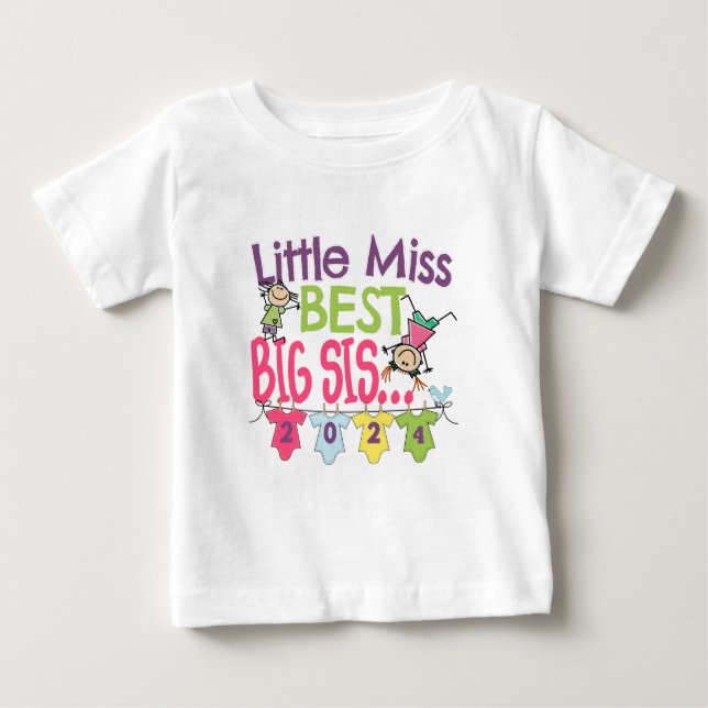 Camiseta Big Sister 2024 - Little Miss Best Big Sis (Frente)