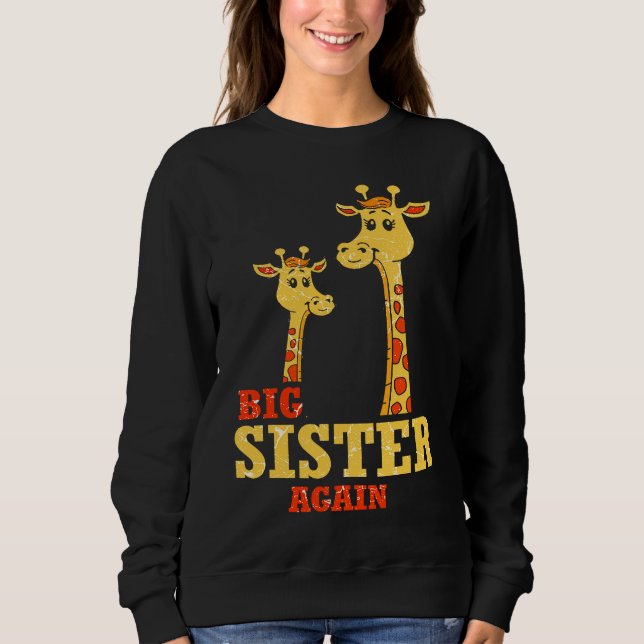 Camiseta Big Sister again Giraffe Baby Girl Older Daughter  (Frente)