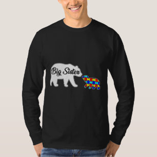 Camiseta Big Sister Bear Autismo Amparo à Família Au