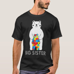 Camiseta Big Sister Bear Autismo Consciência Amor Amparo Mã
