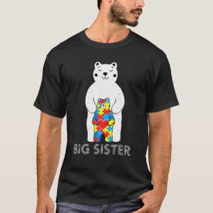 Camiseta Big Sister Bear Autismo Consciência Amor Amparo Mã