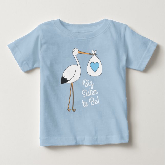 Camiseta Big Sister Blue Boy Stork (Frente)