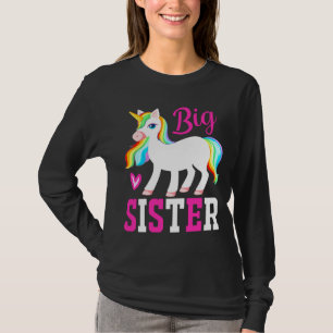 Camiseta Big Sister Magical Unicorn com Rainbow Mane & Tail