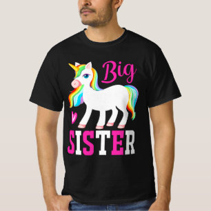 Camiseta Big Sister Magical Unicorn com Rainbow Mane & Tail