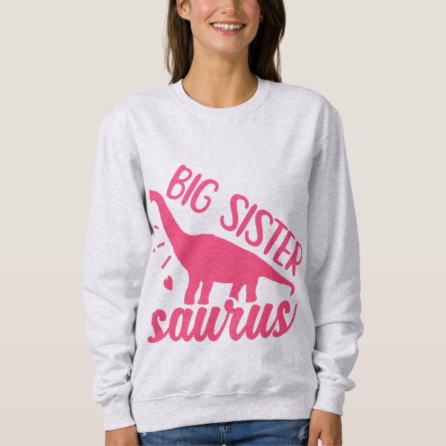 Camiseta Big Sister Saurus a rosa (Frente)