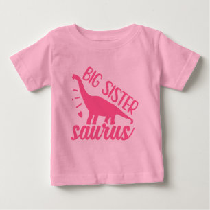Camiseta Big Sister Saurus a rosa