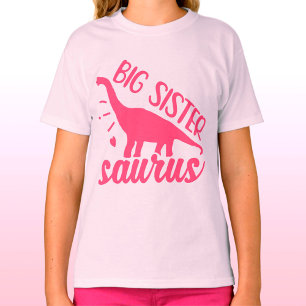 Camiseta Big Sister Saurus a rosa