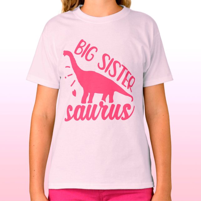 Camiseta Big Sister Saurus a rosa (Criador carregado)
