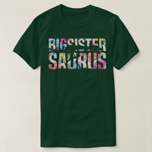Camiseta Big Sistersaurus é Irmã Dinossaur TRe Irmã Grande (Frente do Design)