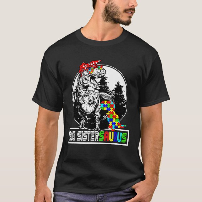 Camiseta Big Sistersaurus T Rex Dinosaur Big Sister Saurus  (Frente)