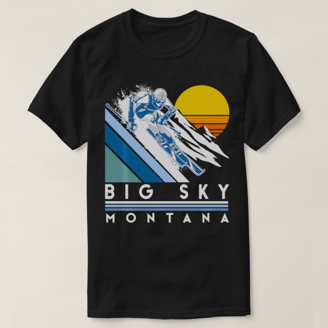 Camiseta Big Sky Montana Retro Ski (Frente do Design)