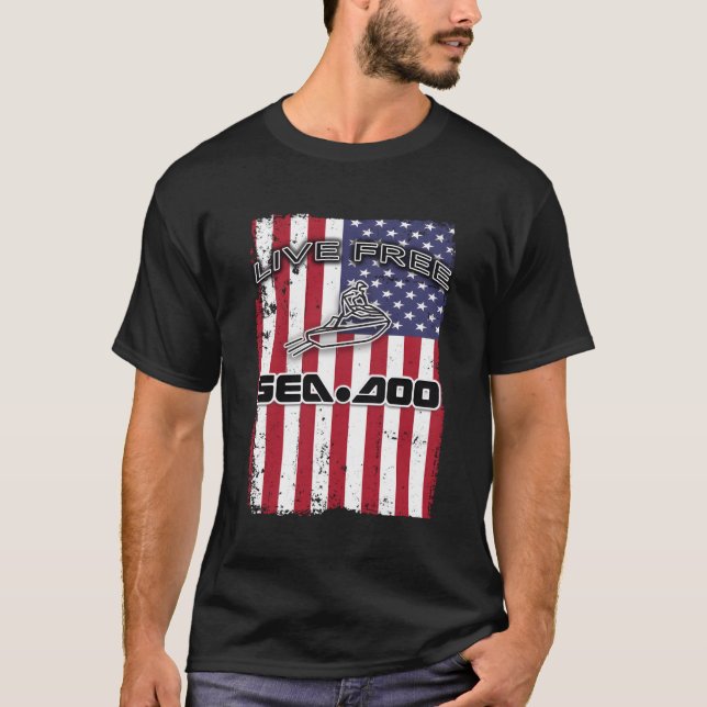 Camiseta Big Wave Seadoo American Live Free (Frente)