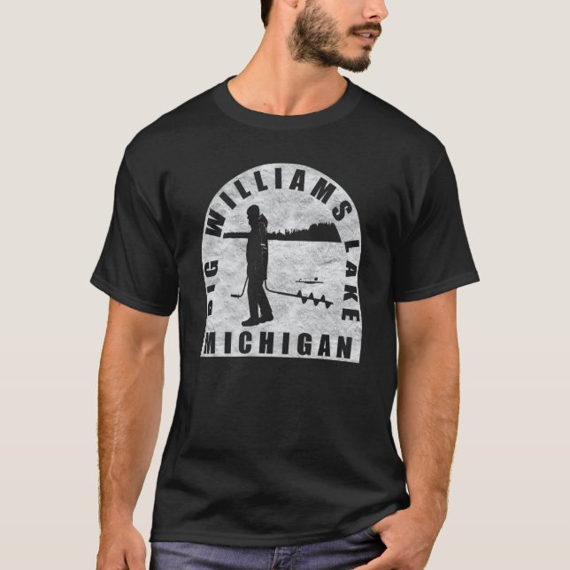 Camiseta Big Williams Lake Ice Fish Michigan (Frente)