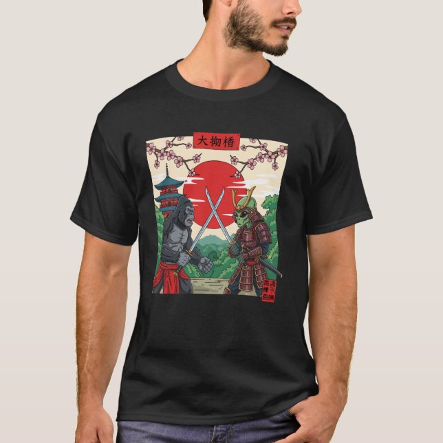Camiseta Bigfoot Alien Samurai Galactic Ninja Forest Legend (Frente)