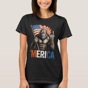 Camiseta Bigfoot América Patriótico Sasquatch Balançando Am