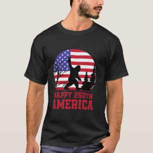 Camiseta Bigfoot America Rock Sobre Bandeira Americana Patr