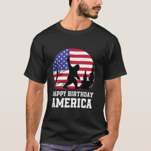 Camiseta Bigfoot America Rock Sobre Bandeira Americana Patr