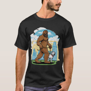 Camiseta Bigfoot andando em Boston Terrier Shirt, Cachorro 