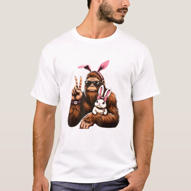 Camiseta Bigfoot Bunny Sasquach Dia da Páscoa Dive (Frente)