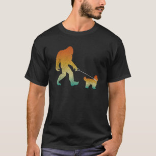Camiseta Bigfoot Caminhando Shih Tzu Sasquatch Engraçado Pe