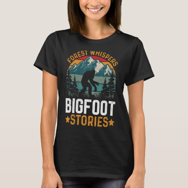Camiseta Bigfoot com sussurros de floresta (Frente)