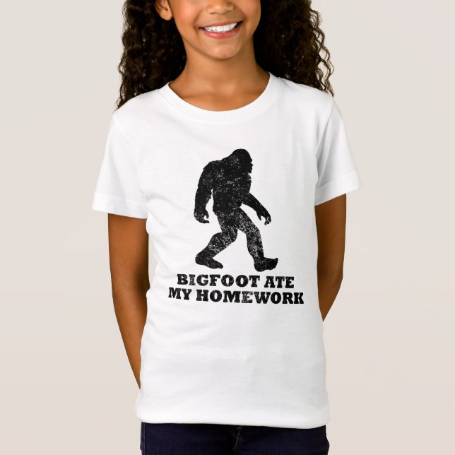 Camiseta Bigfoot comeu meus trabalhos de casa (Frente)