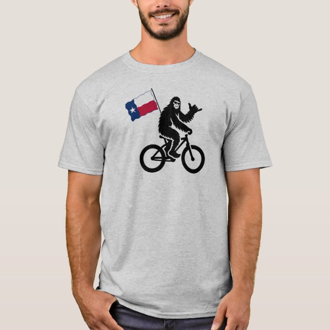 Camiseta Bigfoot Cycling Texas Flag (Frente)