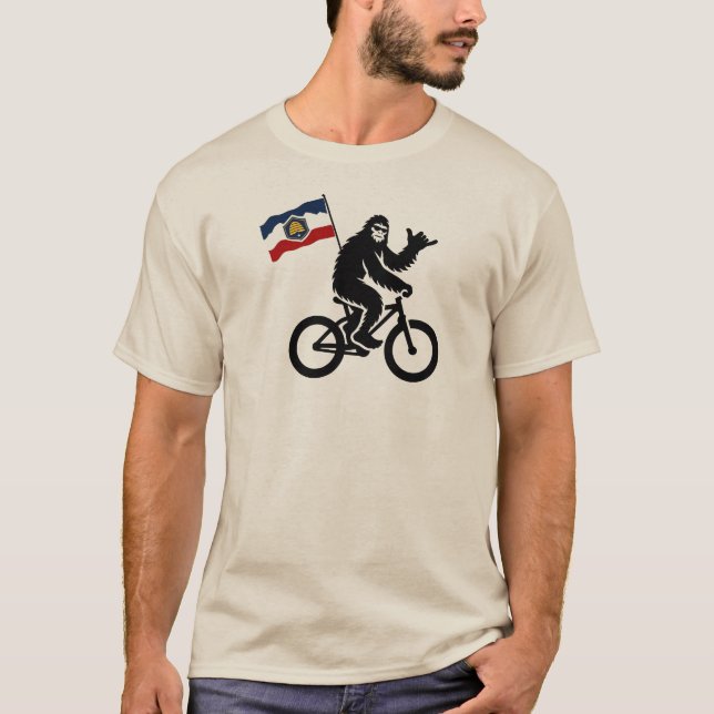 Camiseta Bigfoot Cycling Utah Flag (Frente)