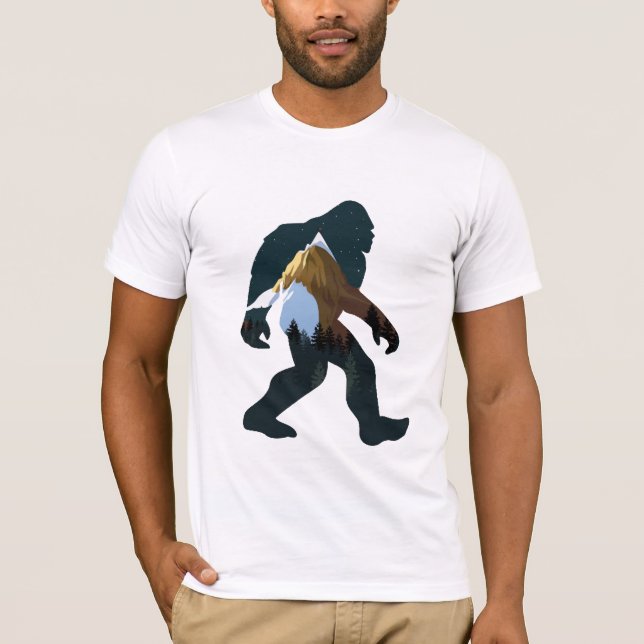 Camiseta Bigfoot da Floresta Noturna (Frente)