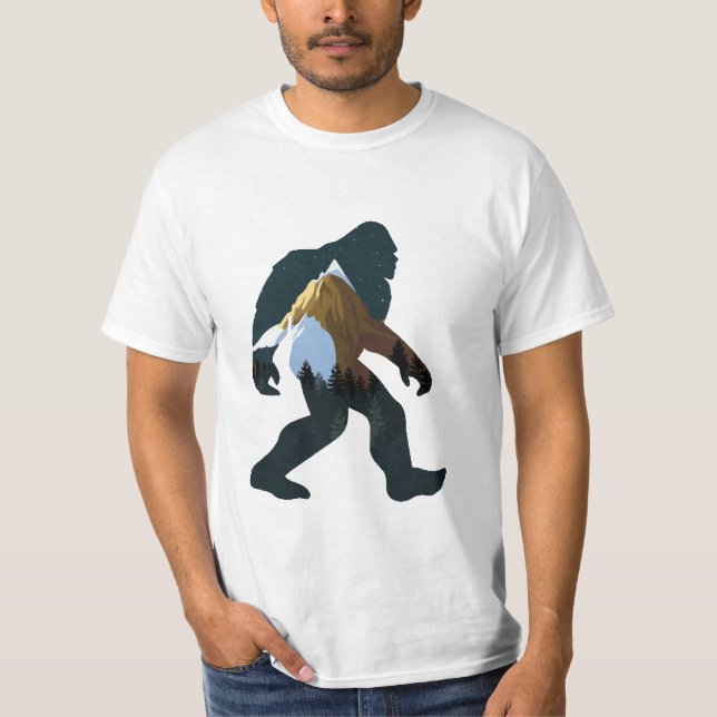 Camiseta Bigfoot da Floresta Noturna (Frente)