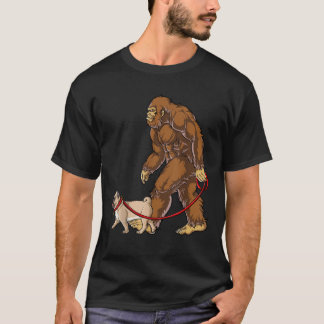 Camiseta Bigfoot Dog Walk Pug Men Women Sasquatch Lover Gif