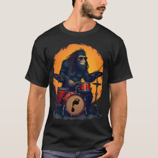Camiseta Bigfoot Drum Squad Retro Vintage Sasquatch Playing