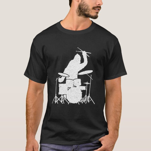 Camiseta Bigfoot Drumstick Sasquatch Drumming Drummer (Frente)