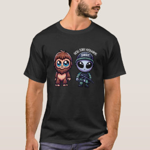 Camiseta Bigfoot E Alienígena SWAT Você Não Viu Nada Na Pol