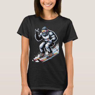 Camiseta Bigfoot Engraçado Esquiando Esqui Esporte de Inver