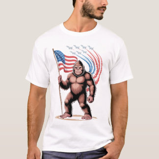 Camiseta Bigfoot Fighter Jets 4 de julho Sasquatch America