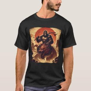 Camiseta Bigfoot Gorila Dragão Samurai Katana Japonês