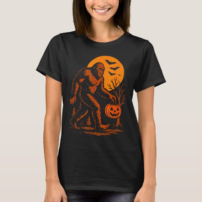 Camiseta Bigfoot Halloween Sasquatch Jack O Lantern  (Frente)