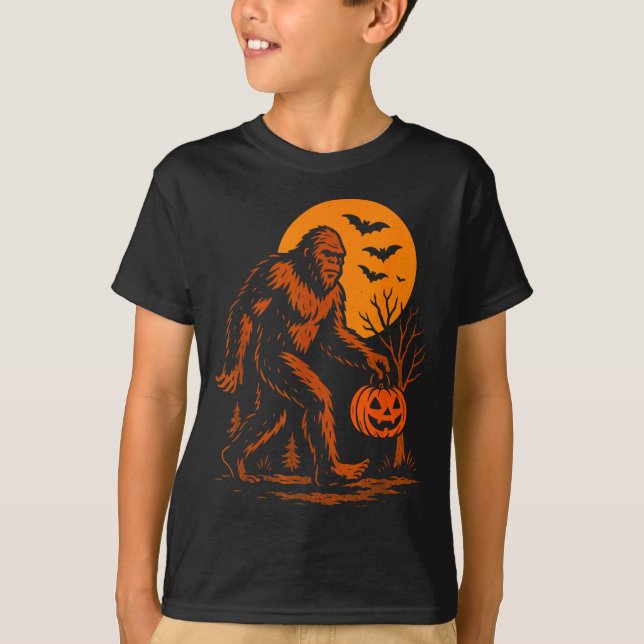 Camiseta Bigfoot Halloween Sasquatch Jack O Lantern  (Frente)