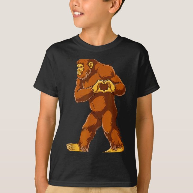 Camiseta Bigfoot Heart Hands Funny Sasquatch Lover Valentin (Frente)