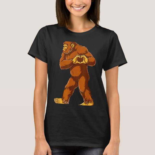 Camiseta Bigfoot Heart Hands Funny Sasquatch Lover Valentin (Frente)